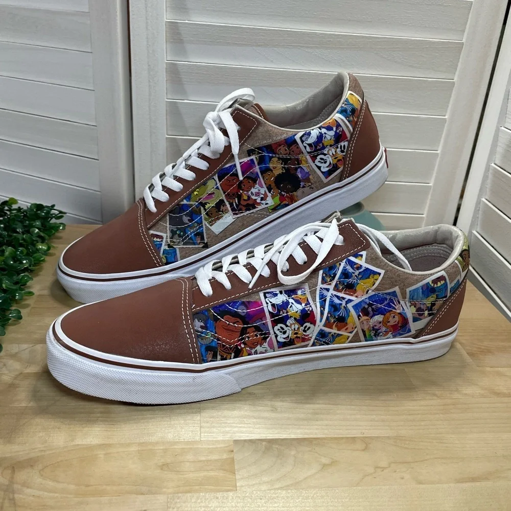 Vans x Disney Old Skool Scrapbook Brown and White Graphic Sneakers